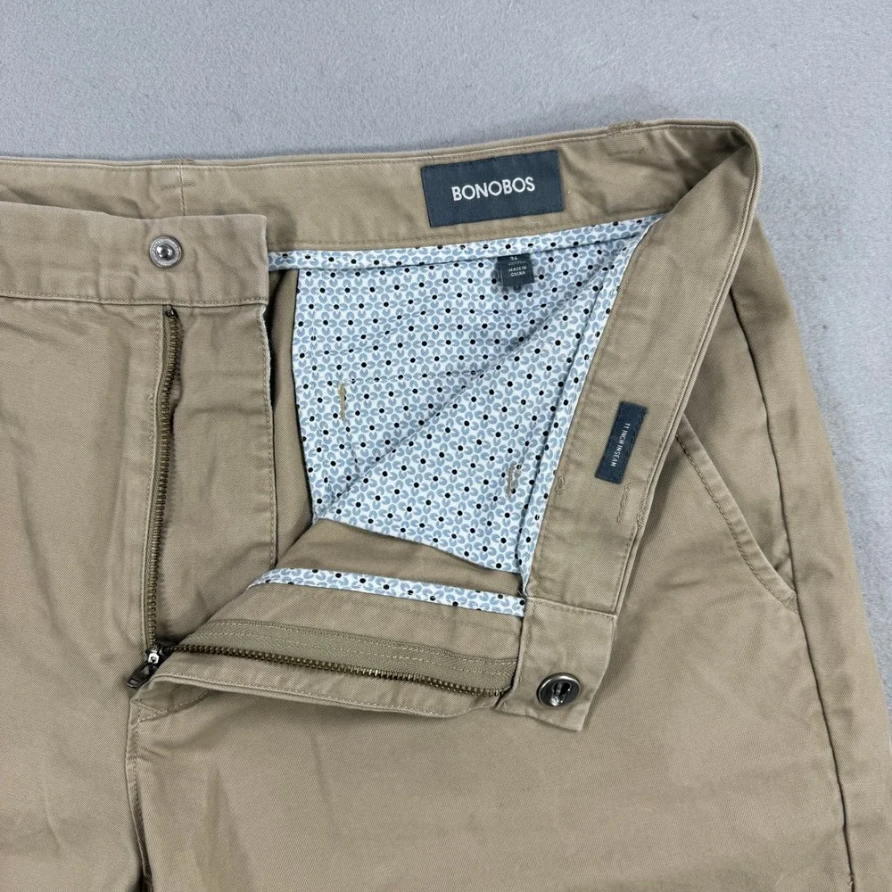 Bonobos Chino Shorts Men 36 Khaki Tan 11 Inch Inseam Casual Outdoor Summer Relax - Picture 3 of 10